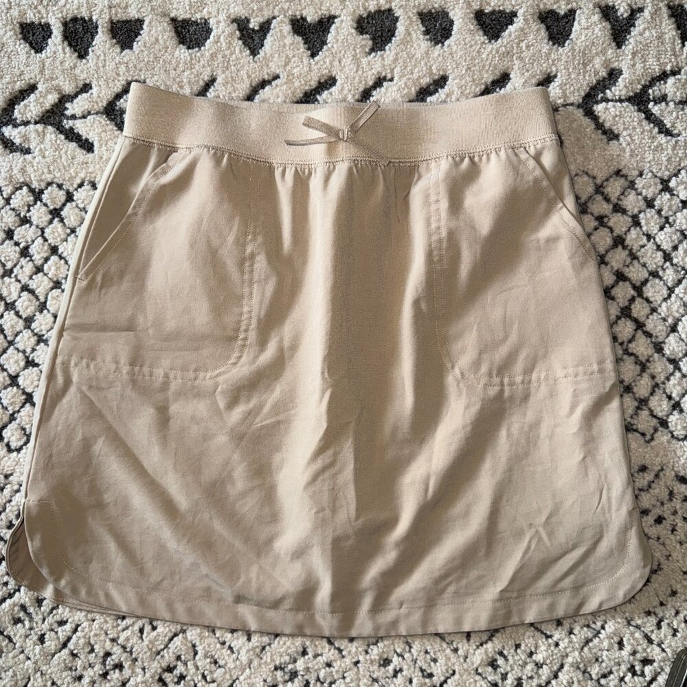 IZOD Girls' School Uniform Pull-on Scooter Skirt with Undershorts SIZE 12 KHAKI